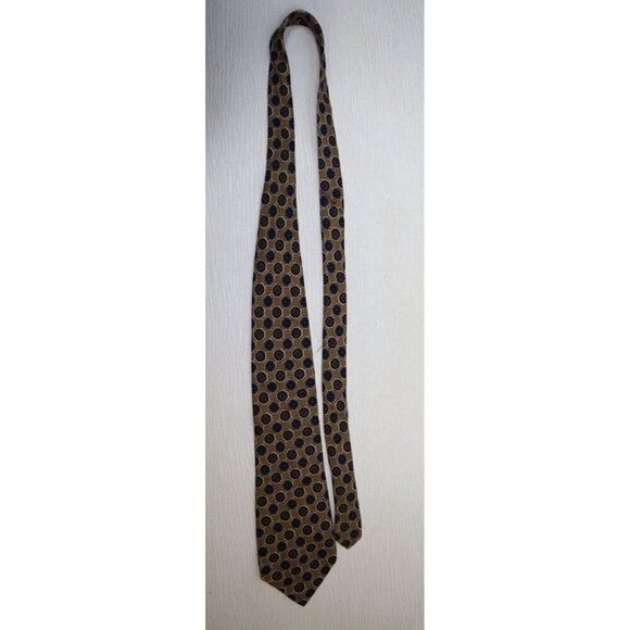 CLUB ROOM - MEN'S GOLD & BLUE  GEOMETRIC PRINT TIE - 100% SILK - Picture 3 of 7